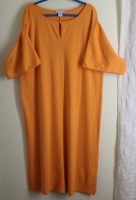 Joan Vass Talla 1X Hermoso Vestido Largo Cómodo Tejido Algodón NARANJA Foto 1 de 4