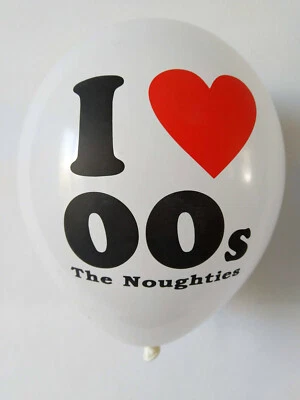 80S MATERIAL GIRL 00s Party Decorations Pack of Ten I Love 00s The Noughties 12" Balloons