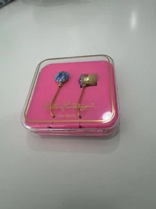 Lilly Pulitzer Ear Buds (Wired Headphones) Wave After Wave - NWT & Cord Keeper - Bild 1 von 2