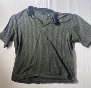 Axist Men's M  Short Sleeve 100% Mercerized Cotton Green Print Design Polo - Picture 1 of 3