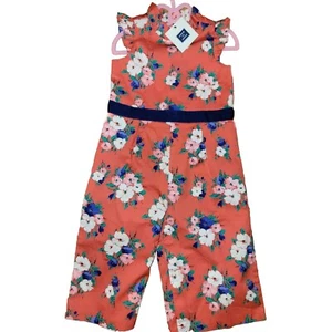 Janie and Jack Orange Floral Jumpsuit Sz 18-24 Months - Picture 1 of 6