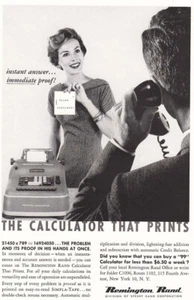 1958 Remington Rand Calculator: Calculator That Prints Vintage Print Ad - Picture 1 of 1