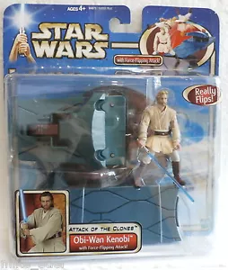 Star Wars Attack of the Clones Obi-Wan Kenobi Force Flipping (Hasbro, 2002) Nuevo - Imagen 1 de 2