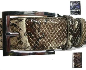 CINTURA UOMO FINTA PELLE rettile stampato BLU NERO MARRONE BEIGE 115 120 125 130 - Imagen 1 de 9