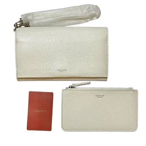 NWT Oroton $245 Avalon White Pebble Leather Clutch Wristlet Wallet with Pouch - Picture 1 of 9