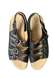 SAS Shoes Women’s 9 Wide Blue Trio Slingback Three Strap Leather Tripad Sandals - Picture 1 of 15