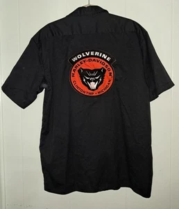 Dickies Shirt Adult Large Black Harley-Davidson Clinton Twp Detroit Wolverine - Picture 1 of 9