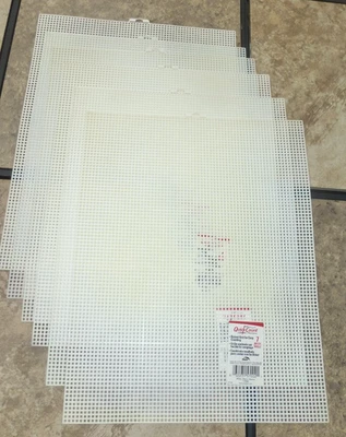 Lot of 6 Quick Count Plastic Canvas Sheets 7 Mesh 10.5 x 13.5" White Raised Grid - Image 1 of 4