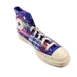 Zapatillas altas Converse Chuck 70 a cuadros con retazos para hombre 6 rojas blancas azules - Imagen 1 de 8