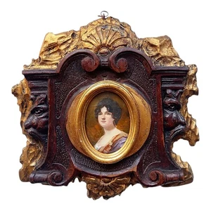*HH* Antico Quadro Dipinto Busto Donna Cornice In Legno Liberty Vittoriana - Foto 1 di 22