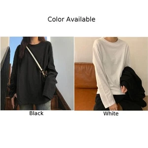 Korean Fashion Tops for Women Long Sleeve Solid Color Tshirts Collection - Picture 1 of 60