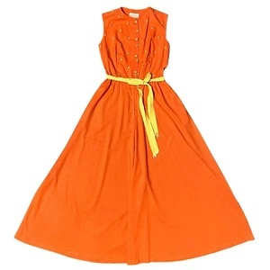 Vintage 70er Jahre Raymodes NY orange bestickt Blume weites Bein ärmellos Jumpsuit - Bild 1 von 5