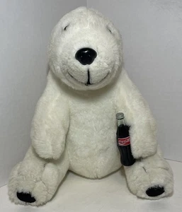 Coca-Cola Polar Bear Plush Collectable W/ Coca-Cola Bottle 1993 Vintage - Picture 1 of 8
