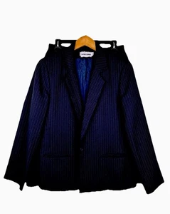 VTG Dark Blue Pinstripe Two Piece Skirt & Blazer Suit Alfred Dunner - Picture 1 of 6