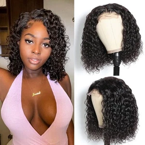 Bob Wigs Human Hair Wet and Wave Lace Front Short Curly Wigs for Black Women ... - Picture 1 of 5