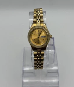 Citizen Wrist Watch Women 25mm Gold Tone 1002 5023033 Day Date New Battery - Picture 1 of 7