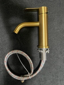 AMAZING FORCE Gold Single Handle Bathroom Faucet with Water Line - NEW - Picture 1 of 3