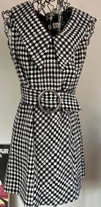 Women’s 60’s Mini Dress Jerell Of Texas 34”-36” Black & White Clean - Picture 1 of 9