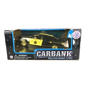 Carbank Die-Cast Metal 1:24 Highway Patrol Police Car Bank Gold Wheels NIB - Picture 1 of 7