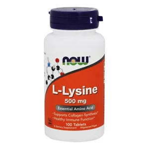 NOW Foods L-Lysine Vegetarian 500 mg., 100 Tablets - Picture 1 of 3