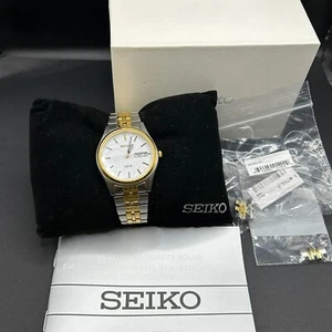 Mens Seiko Solar V158-0AA0 Two-Tone Day/Date Watch - Full Set - Picture 1 of 10