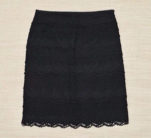 J MCLAUGHLIN NWOT Womens Sz 2 Black Scalloped Lace Tiered A-Line Side Zip Skirt - Picture 1 of 3