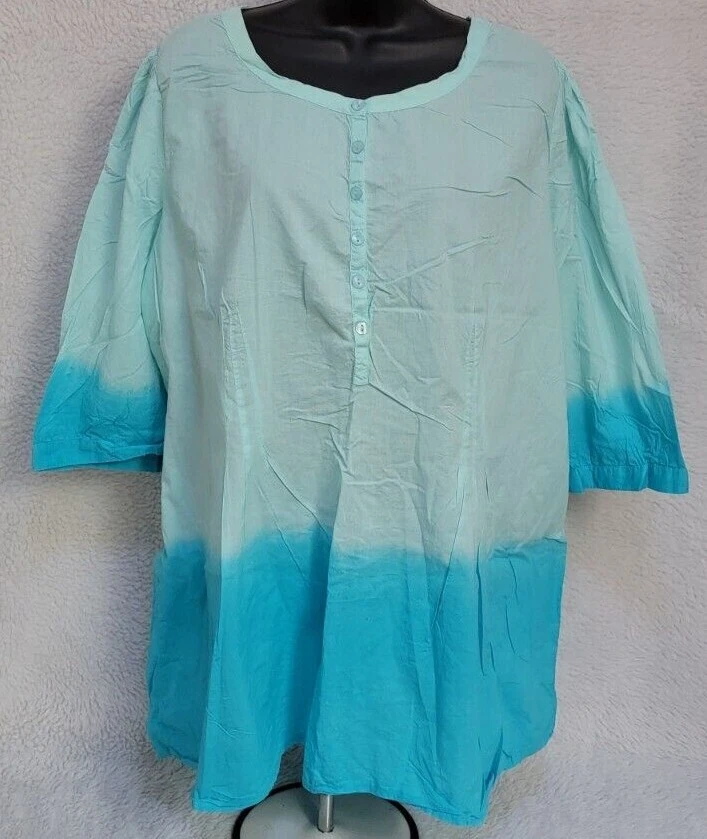 Camisa Top Blusa MainStreet Azul Mujer Talla 1X Verde Azulado Foto 1 de 4