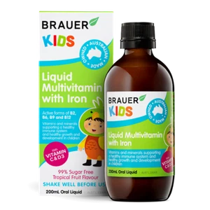 Brauer Kids Liquid Multivitamin with Iron 200mL Oral Liquid 3 Years+ Children's - Picture 1 of 1