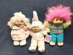 Lot of 3 Vintage 12" Russ TROLL KIDS Dolls Plush Soft Body Rare COLLECTIBLE!! - Picture 1 of 16