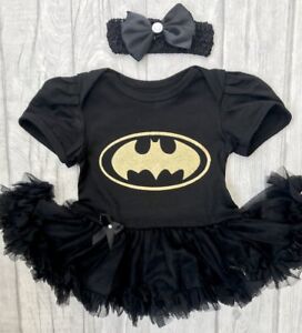 BATMAN BABY SUPERHERO TUTU ROMPER, Marvel Newborn Fancy Dress 