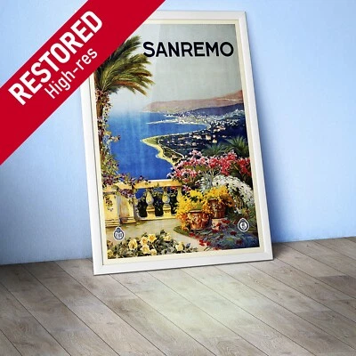 Sanremo, Italy, (ENIT, 1920) — retro vintage travel poster, retro travel art - Image 1 of 4