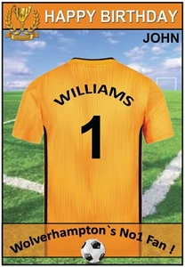 Personalisierte Wolverhampton Fußball Geburtstagskarte (Trikot oder Zeitung) - Bild 1 von 6
