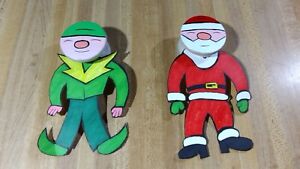 John Higby Maple Wooden YoYo Factory Santa & Elf YoYos,ink cutouts!
