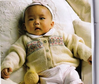 BABIES/TODDLER CARDIGAN/FAIR ISLE/BEAD~DK KNITTING PATTERN SIZE 1-3 YEARS (E19) - Image 1 of 2