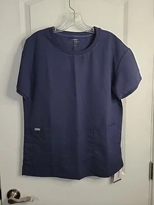 COMENII Technical Workwear 3 Pocket Crew Neck Srub Top Navy Women's Medium NWT - Picture 1 of 5