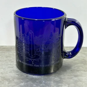Vintage Pfadfinder 1997 National Jamboree Kaffeebecher geätzt blau Glas USA - Bild 1 von 9