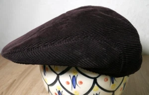 ❤️BRAUNE SCHIRMMÜTZE CORD INNENGEKLAPPTER OHRENWÄRMER GRÖßE 59 GETRAGEN DRUCKKNÖ - Bild 1 von 8