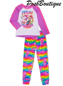  NWT JoJo Siwa Pajamas PJ Set Girl's 4 5 6 6X 8 10 12 Unicorn Rainbow Dance Bow  - Picture 1 of 3
