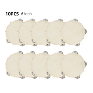 10PCs 6 Inch Hand Tambourine with Metal Single Row Jingles for Party Gift Y7G5 - Picture 1 of 5