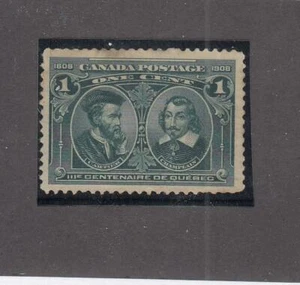 CANADÁ (MK5447) # 97i MUY BUENO-MNG 1 cts 1908 CARTIER & CHAMPLAIN/HAIRLINES CV $60 - Imagen 1 de 1