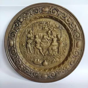 Vintage Peerage Brass Embossed Wall Hanging Plates Family Dining Made In England - Picture 1 of 11