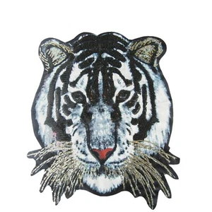 Parche cara de tigre de gran tamaño coser calidad motivo parches insignia 37 cm x 32 cm P093 - Imagen 1 de 3