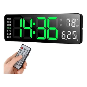 13"/16" LED Digital Wall Clock Alarm Date Week Temperature Display WITH Remote - Picture 1 of 19