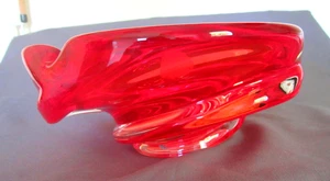 Vintage Chalet Art Glass Round Orange Swirl Heavy Bowl 3 1/2" tall 8 1/2 W - Picture 1 of 9