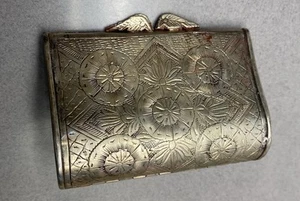 Vintage Metal Purse Case ~ Ornate Engraved ~ Made In India ~ Small - Picture 1 of 11