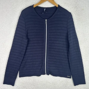 Saint James Mademoiselle maglione donna cardigan medio blu navy zip made in France - Foto 1 di 12