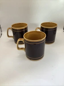 3 X Kiln Craft Royal Alma Mugs Brown Caramel Vintage 1970s Retro Made In England - Picture 1 of 7