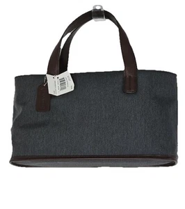 Coach Vintage Greenwich Satchel Gray Twill Brown Leather Top Handles NOS D906137 - Picture 1 of 19