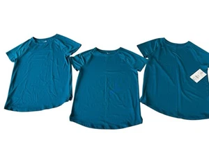 Lot Of 3 Athletic Works Girls Exercise Dry Fit Turquoise Blue Breathable Tops  - Picture 1 of 6