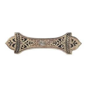 Antique Victorian Taille d'Epargne Brooch Pendant Black Enamel Tracery *FLAW 2" - Bild 1 von 12